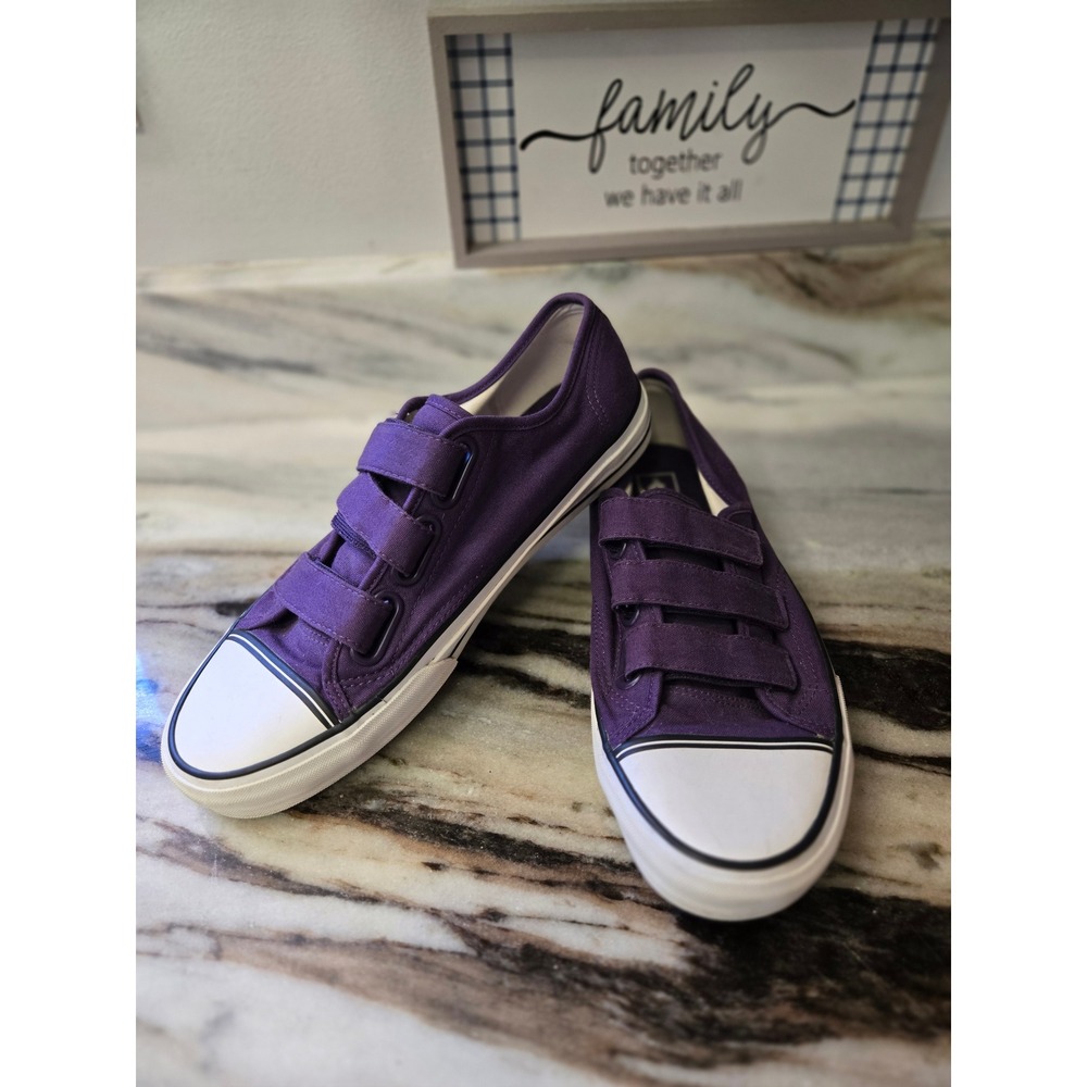 Vans Purple Prison Issue Canvas Low Top Hook and Loop Strap Sneakers Mens 10